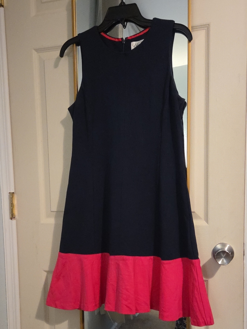 Eliza J Navy Dress with Pink Trim-8P